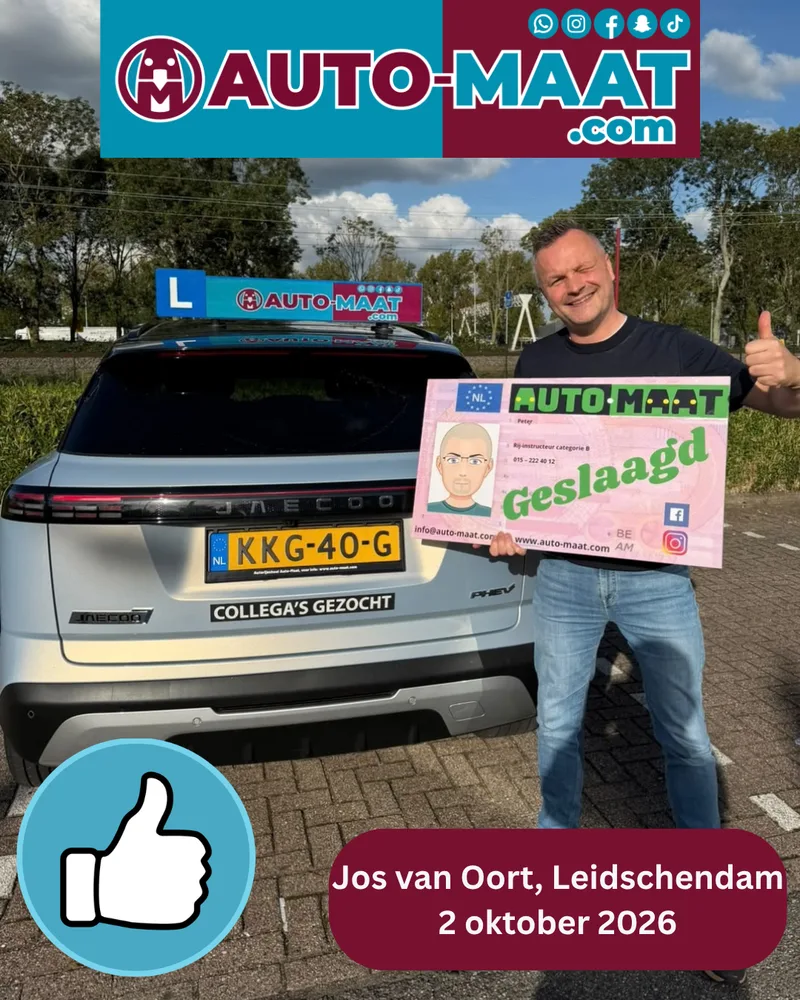 Jos van Oort geslaagd bij Auto-Maat Rijschool